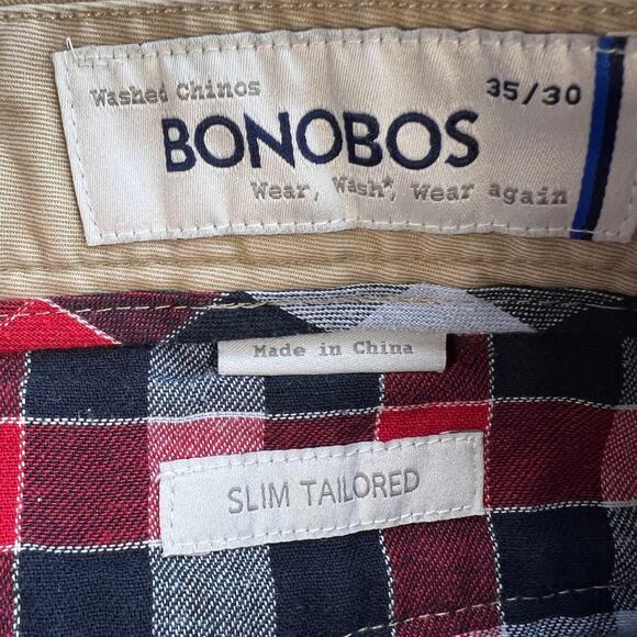 Bonobos Slim Tailored Washed Chino Pants Khaki Size 35x30 - Picture 4 of 10